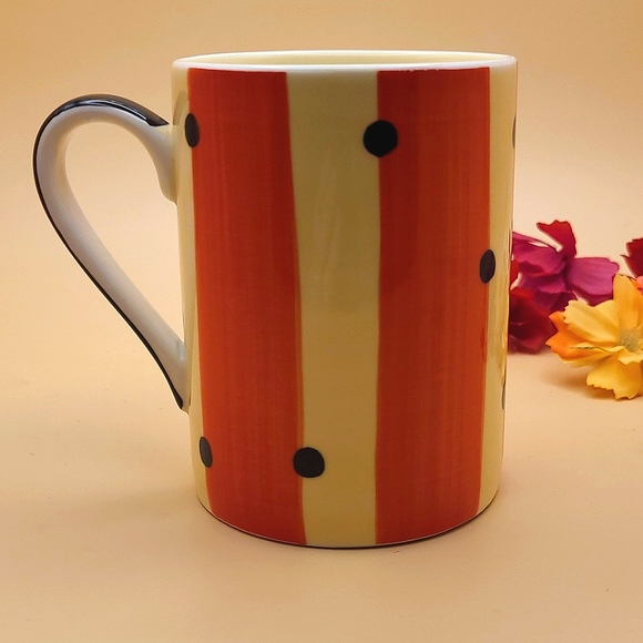 Handpainted Whittard of Chelsea stripes and dots mug - Picture 4 of 8